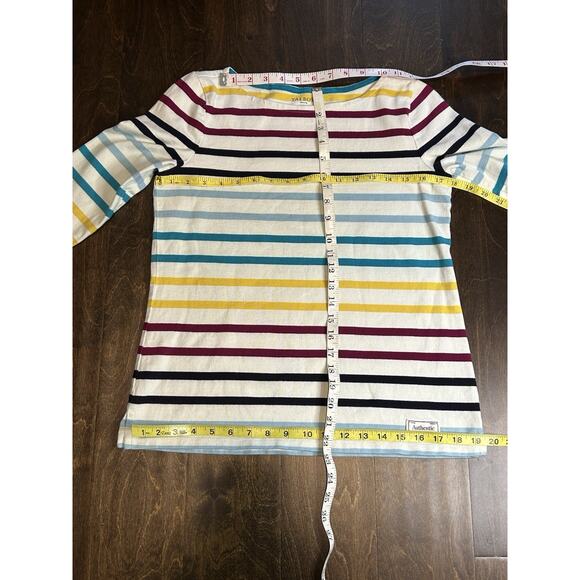 Talbots Shirt Womens Sz SP White Blue Yellow Striped Cotton Long Sleeve T Shirt - Picture 7 of 9
